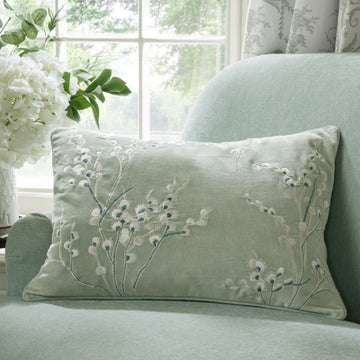 Laura Ashley Pussy Willow Embroidered Cushion